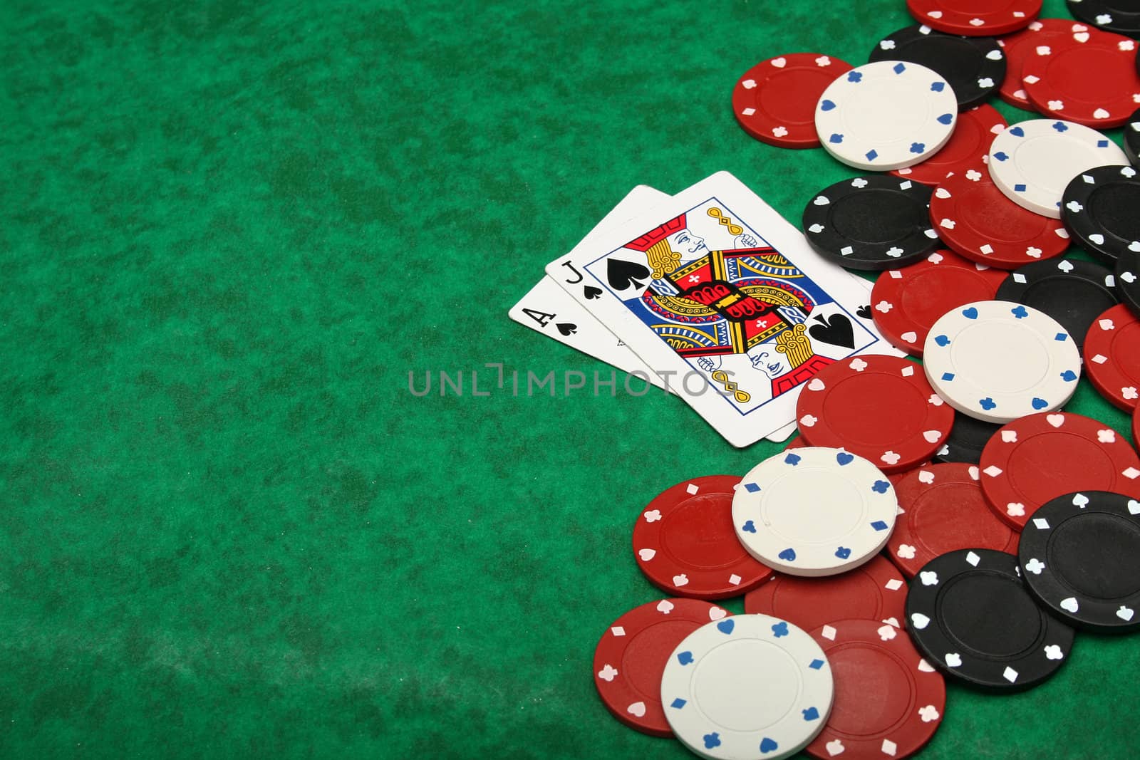 Blackjack with gambling chips by Erdosain