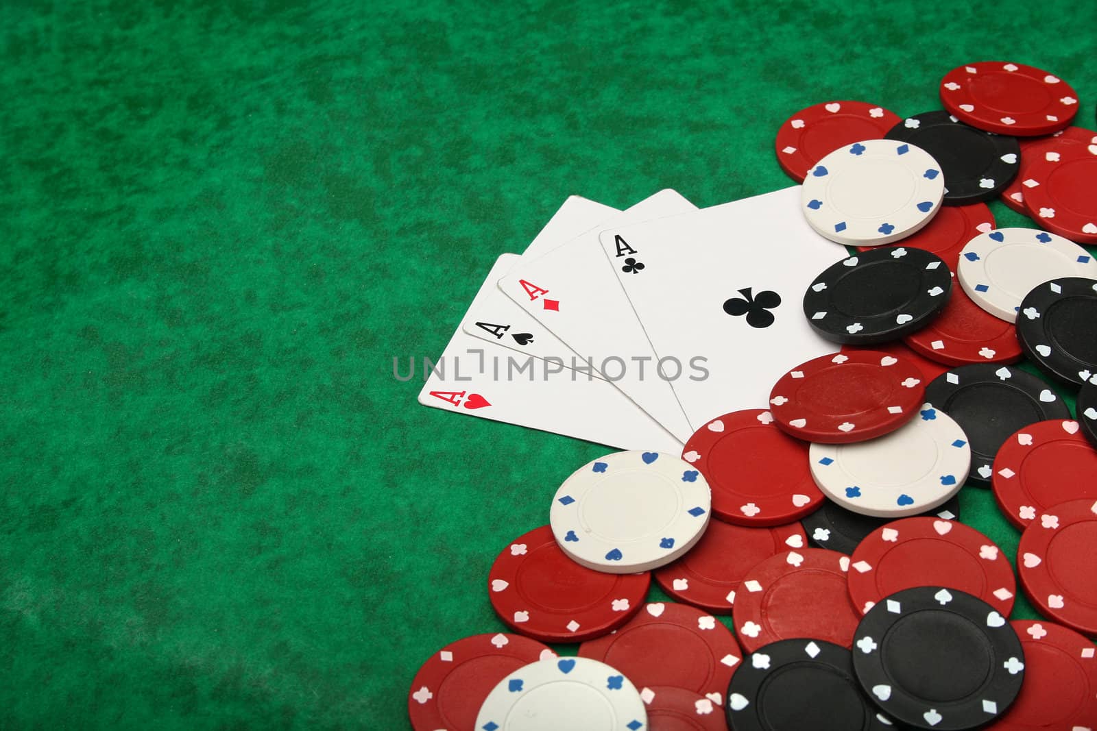 Four aces with gambling chips by Erdosain