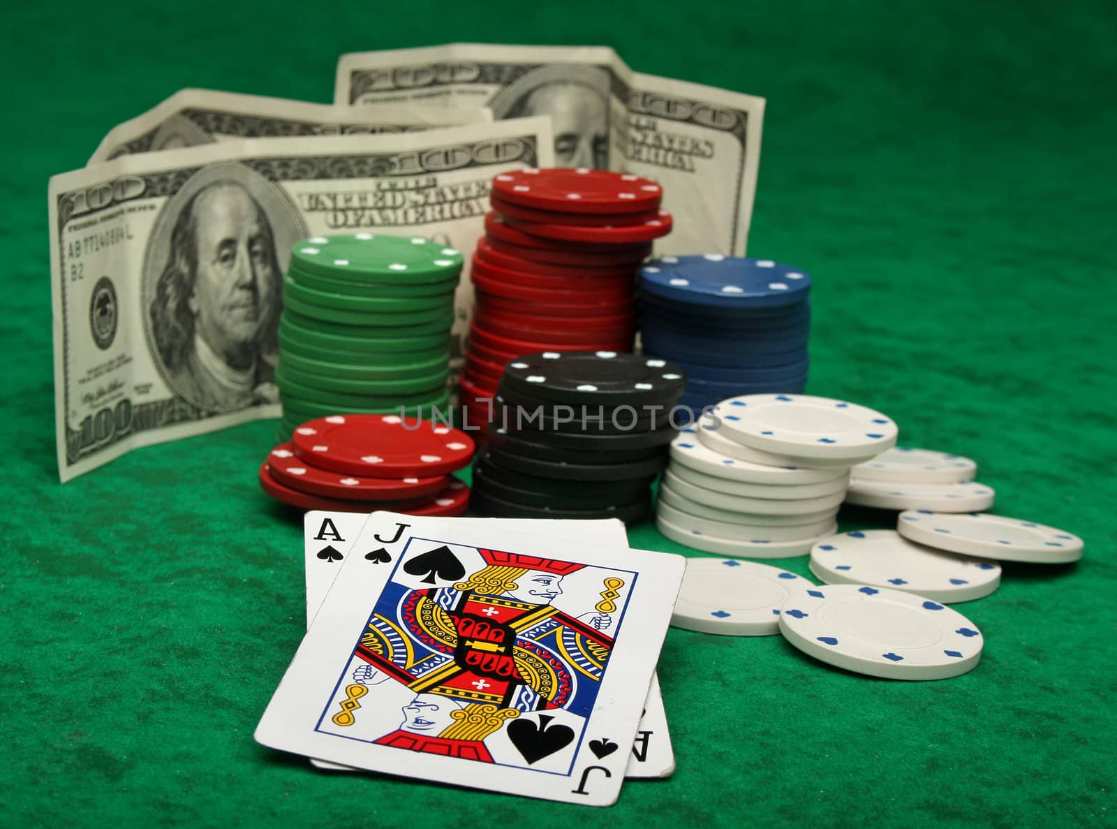 Blackjack with gambling chips by Erdosain