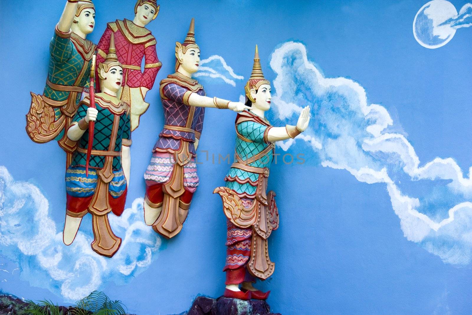 Unique wall sculpture found at a Burmese Buddhist temple.