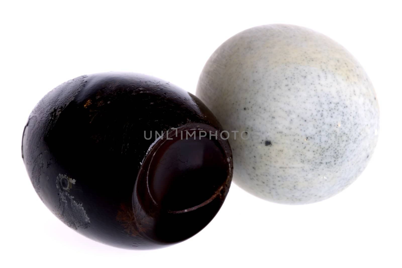 Isolated image of century eggs.