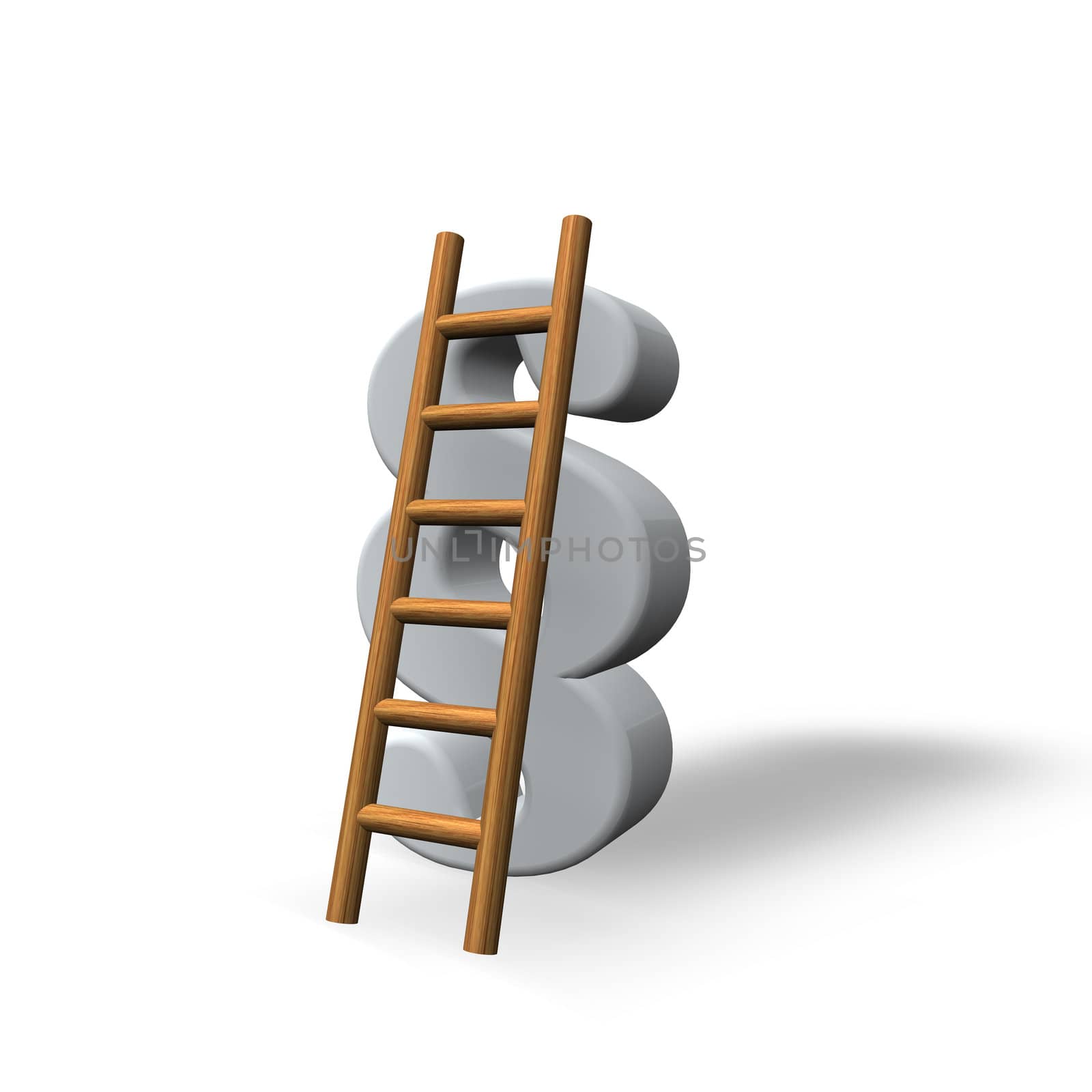 paragraph sign and a ladder on white background - 3d illustration