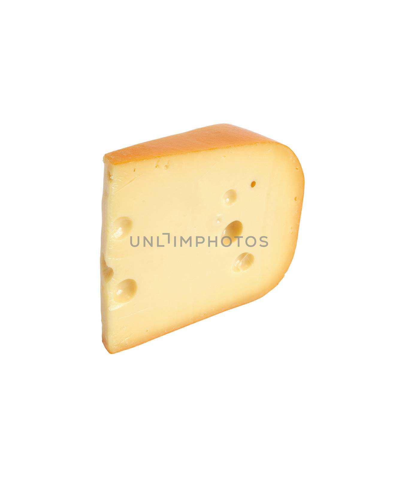 Ordinary piece of cheese on white background. Isolated with clipping path