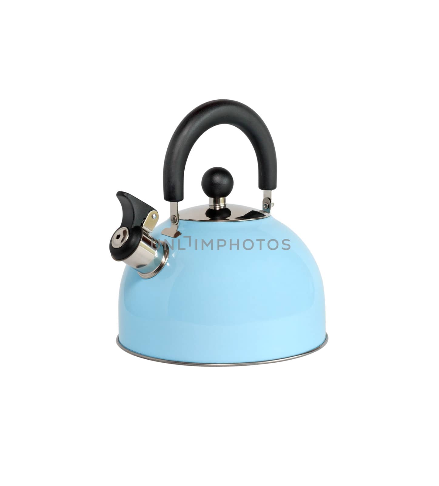 New blue kettle isolated on white background with clipping path
