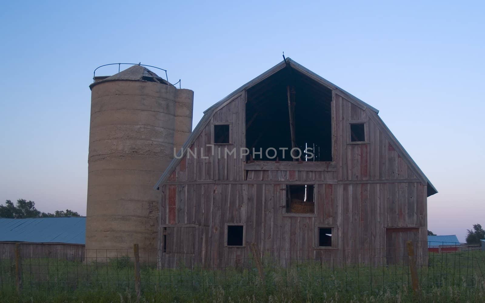 Sunset at an old farmyard in South Dakota