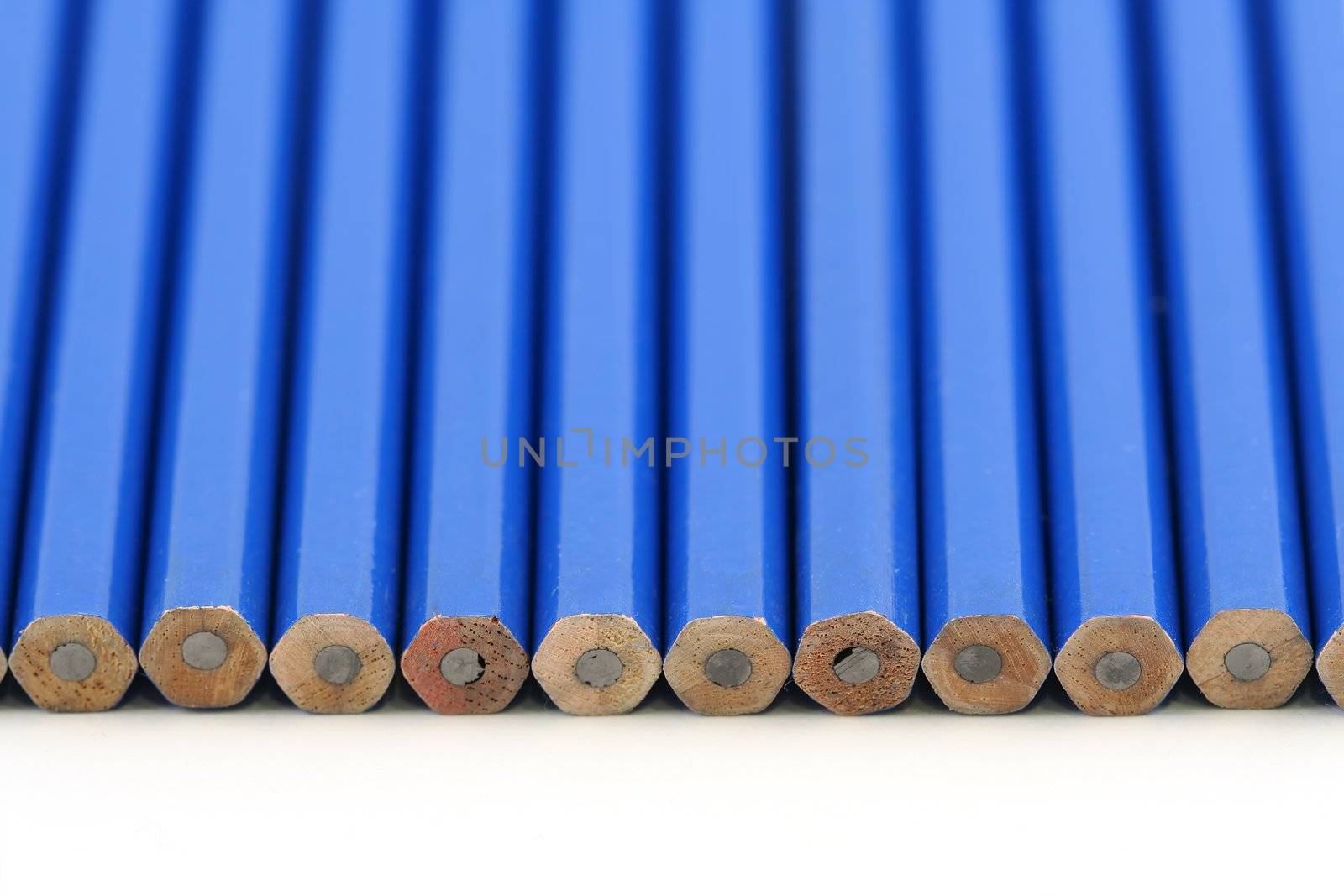 Row of blue pencils