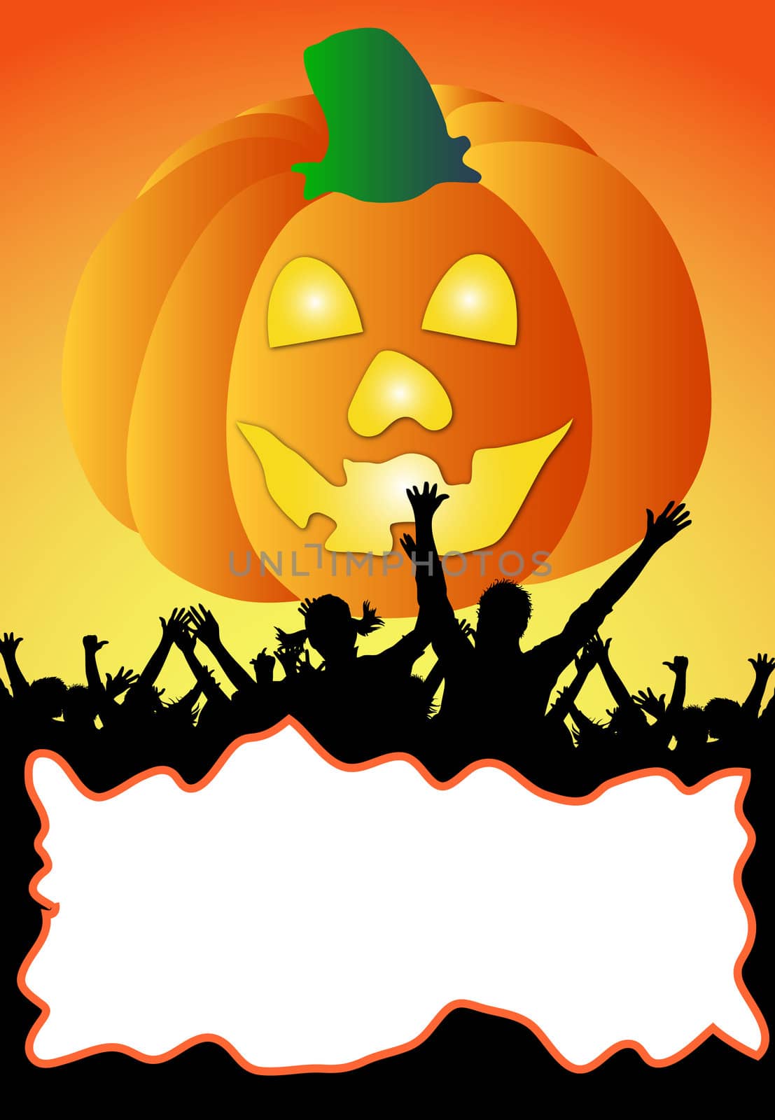 a illustration of a halloween party placard - your text here