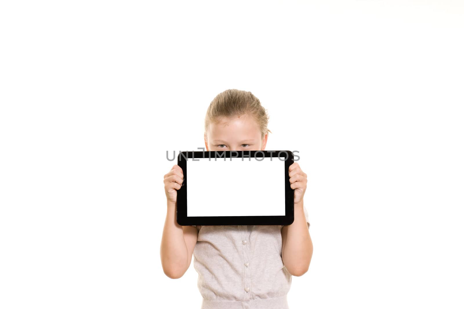 Girl holding tablet pc