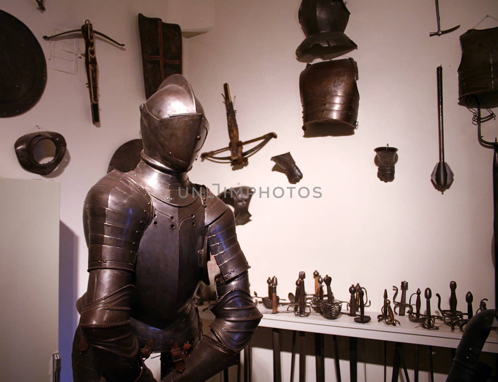 armor of an old knight with any other tools