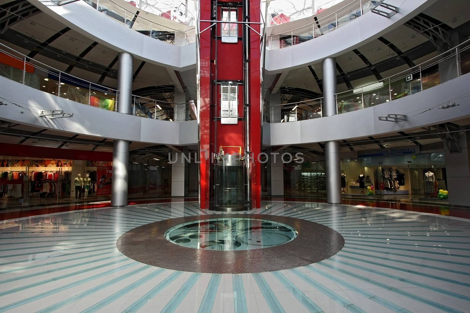 Interior of huge modern shopping centre
