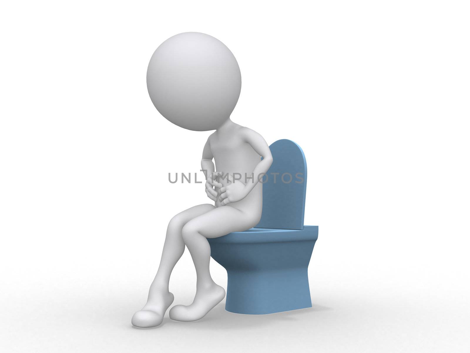 3D man with Intestinal problems sitting on the toilet by dacasdo