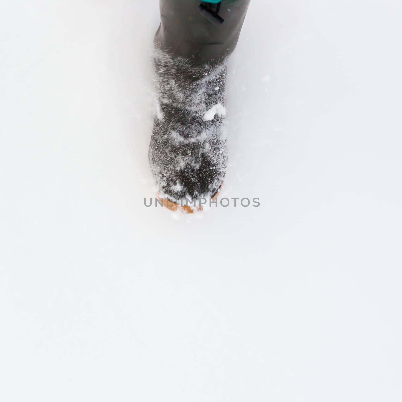 Walking through freshly fallen powder snow.