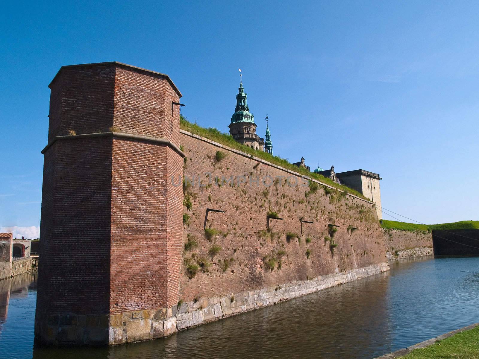 Kronborg Castle of Hamlet  by William Shakespeare Elsinore  Helsingor Denmark view of the walls