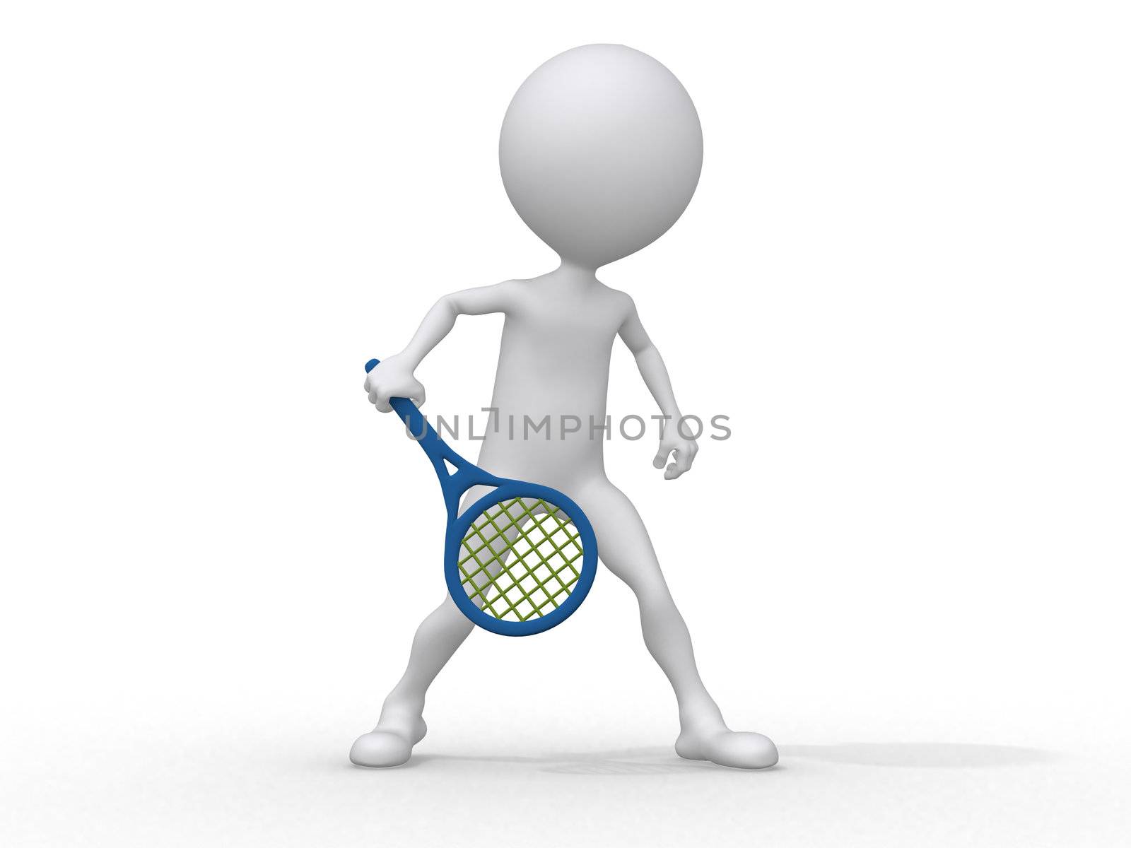 3d abstract human playing tennis