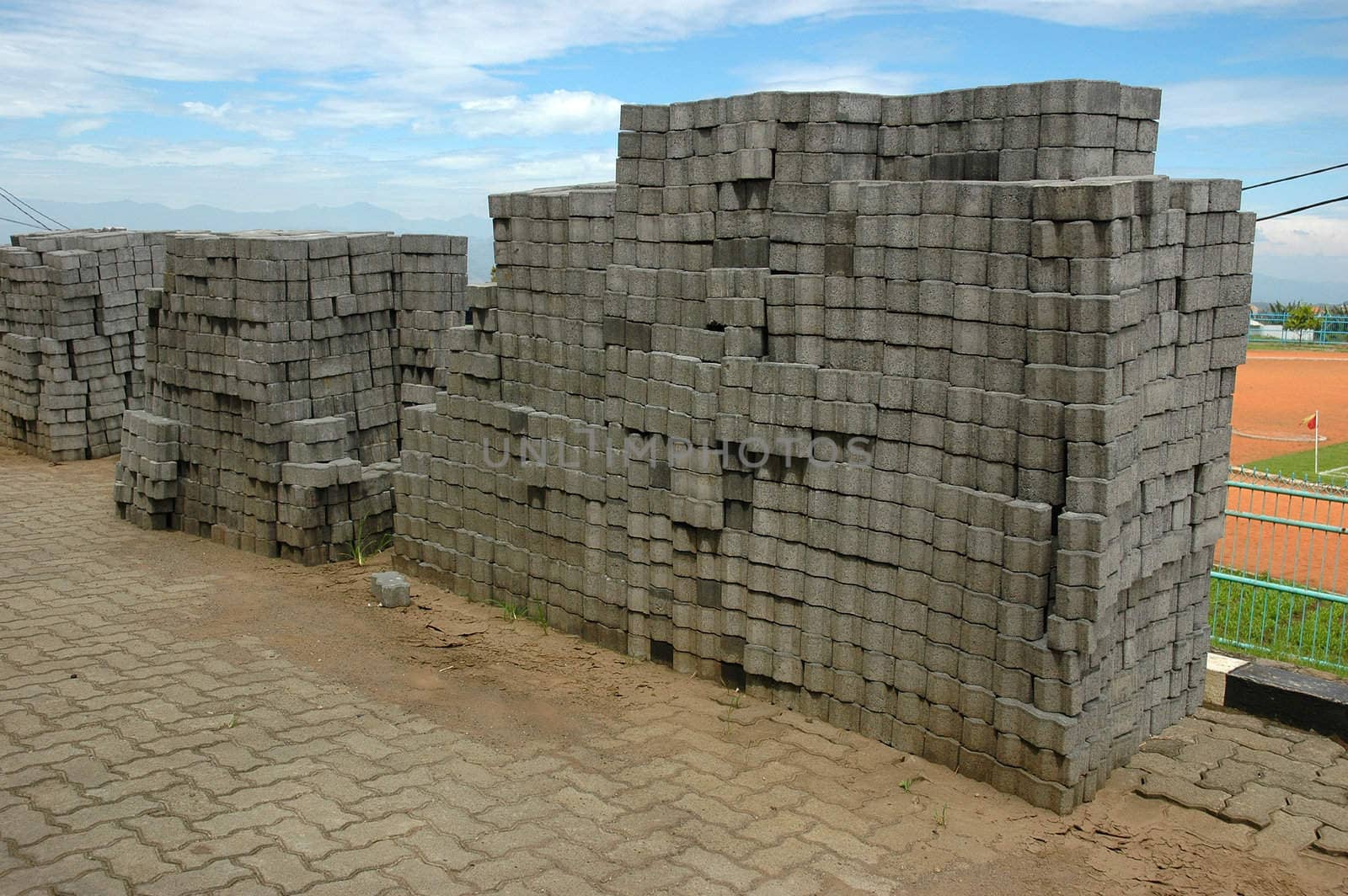 stack of concrete block for construction project