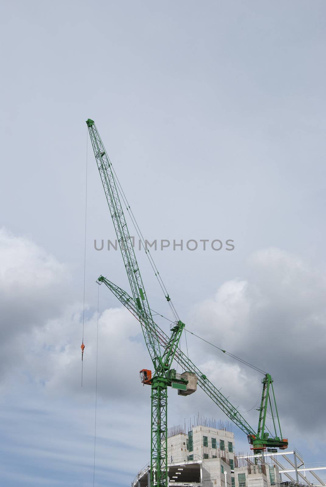 Two Tower Cranes and Construction Site by d40xboy