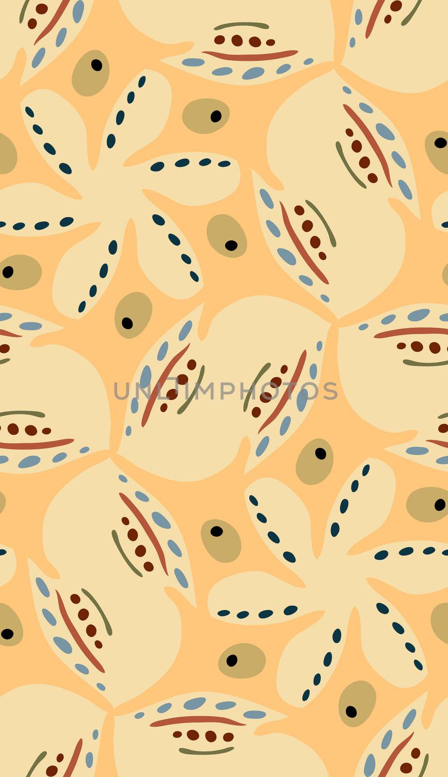 Seamless wallpaper background pattern of leaf and cell shapes
