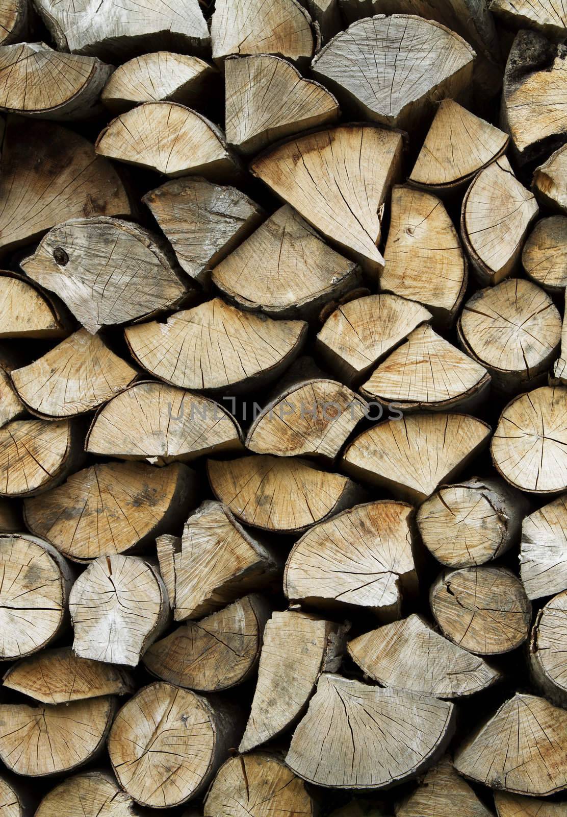 background or texture of a pile of fire wood