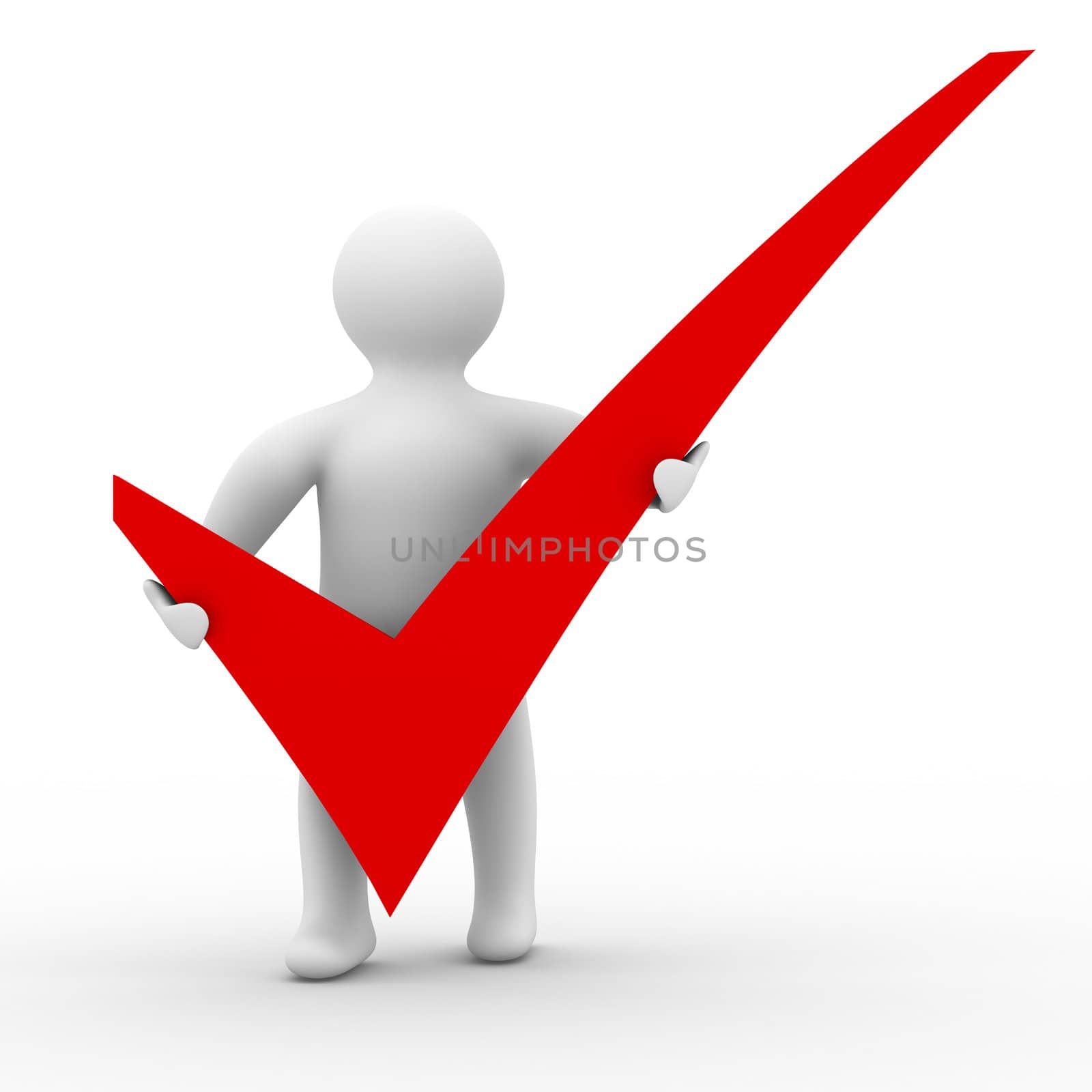 human with big positive symbol. Isolated 3D image