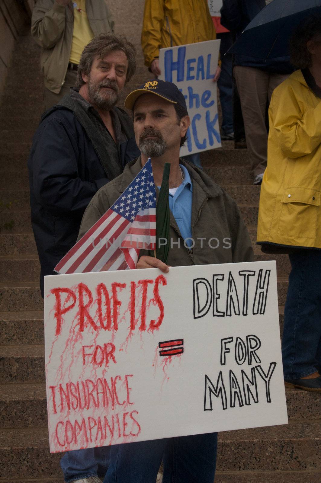 OKLAHOMA CITY, OK - SEPTEMBER 13, 2009: Protesters march to the Oklahoma capitol building to demonstrate their support for health care reform on September 13, 2009 in Oklahoma City, Oklahoma.