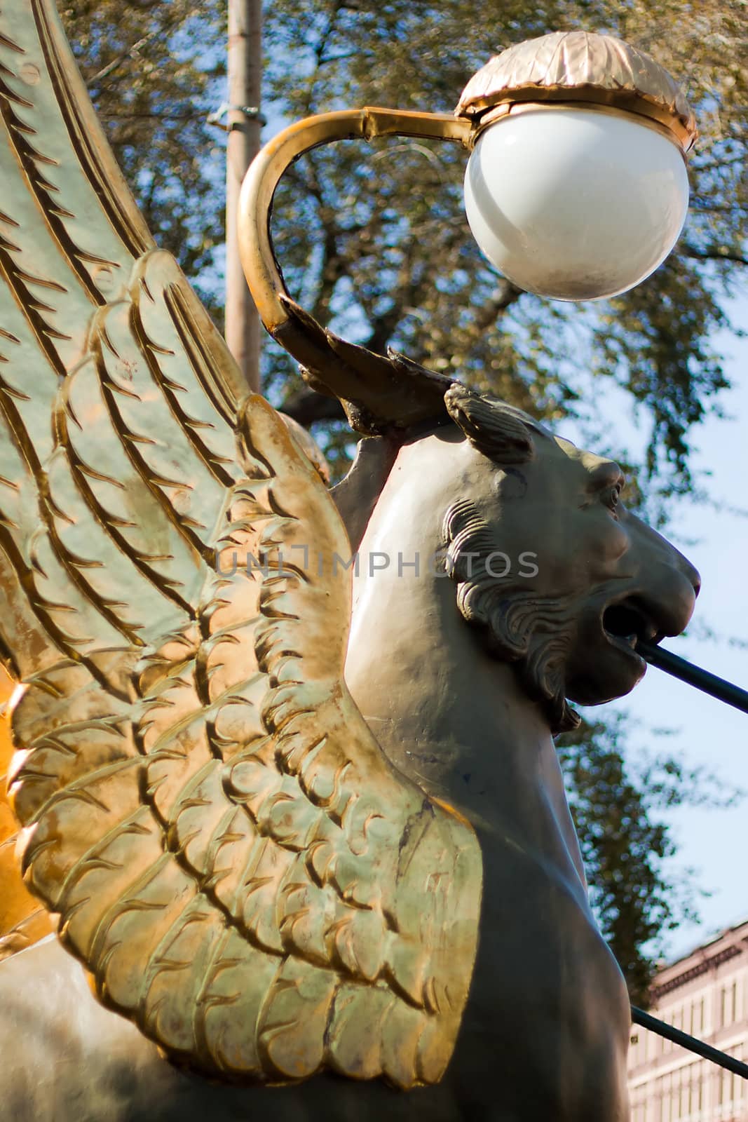 Griffon on Bank Bridge in st. Petersburg, Russia