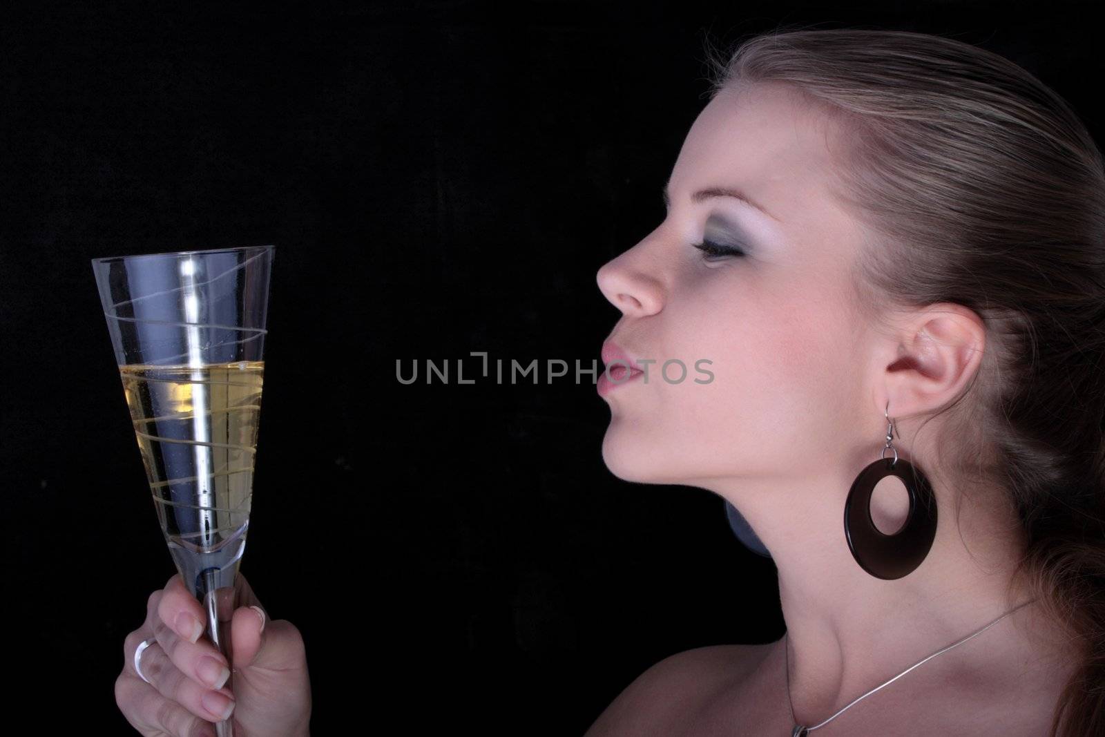 Beautiful blonde with a champagne glass. by BDS