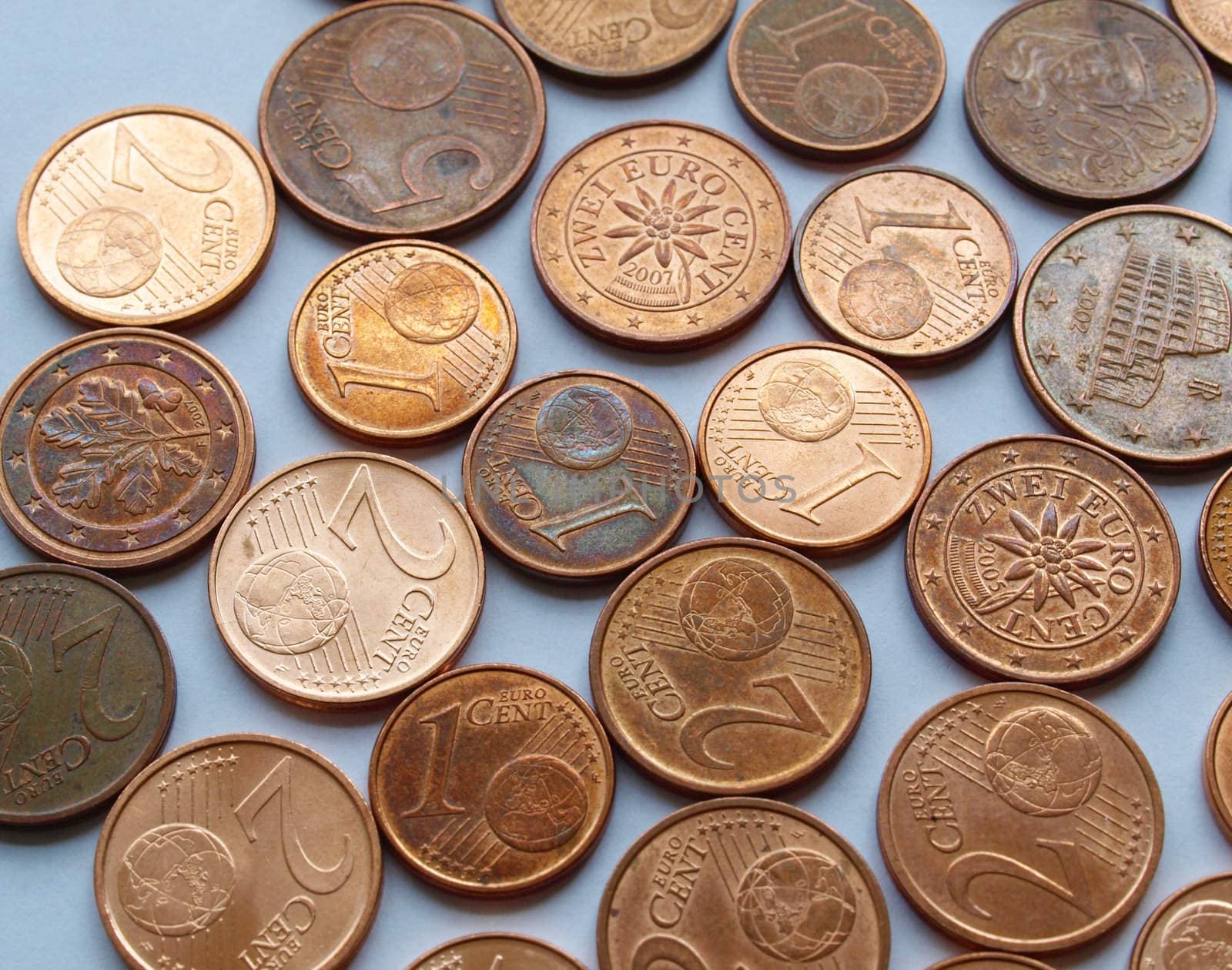 A bunch of Euro coins money (European currency)