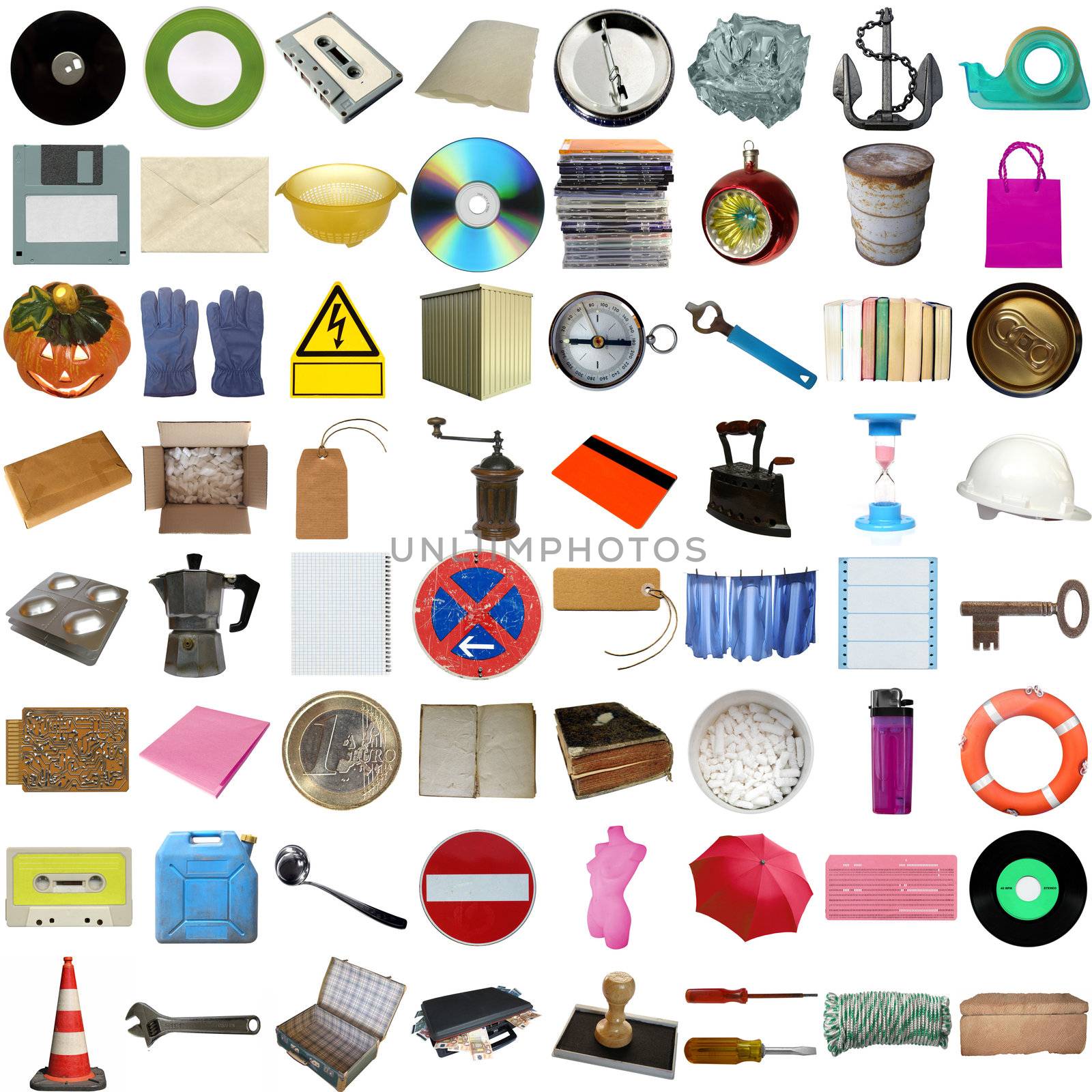 Many object isolated over a white background (all pictures in the collage are mine)