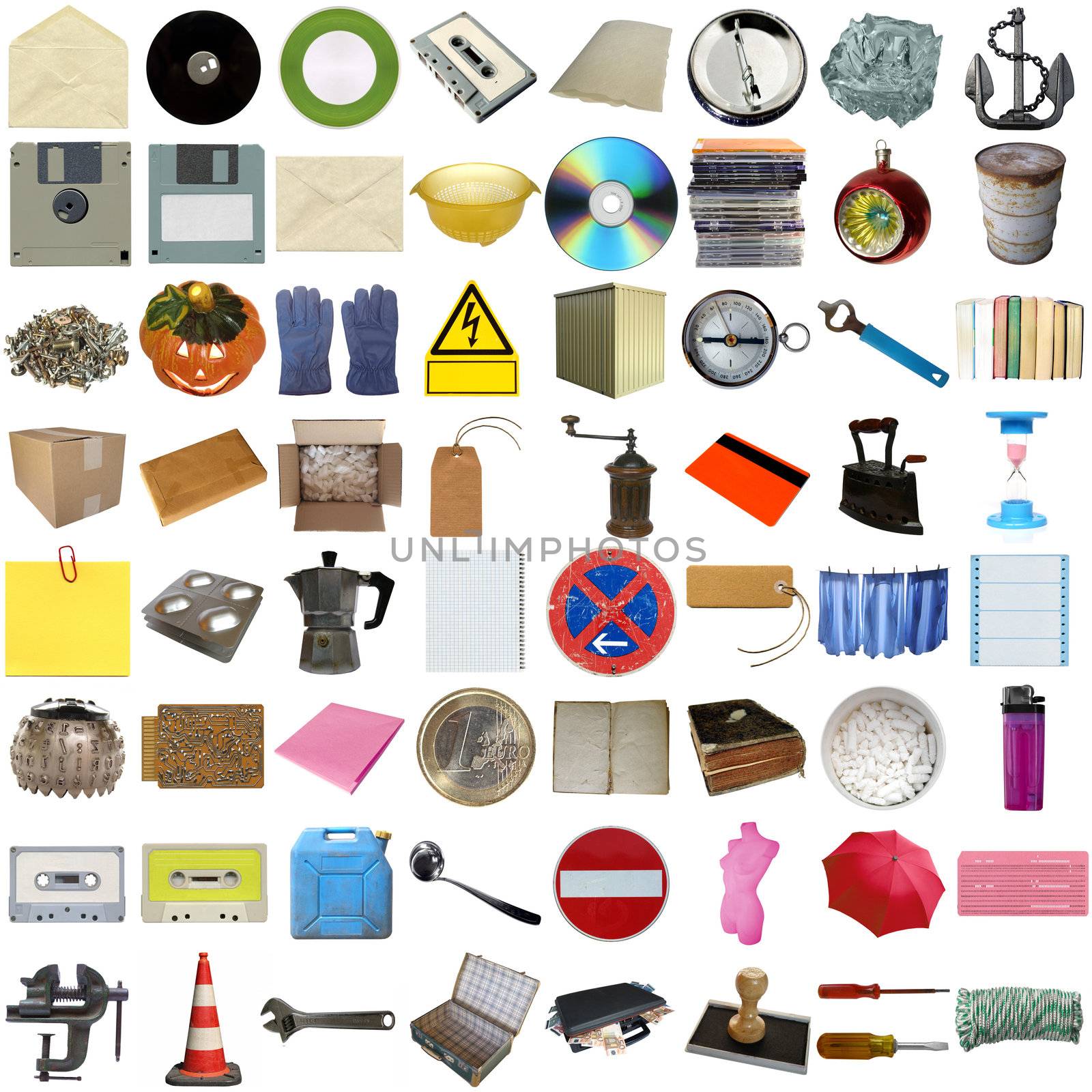 Many object isolated over a white background (all pictures in the collage are mine)