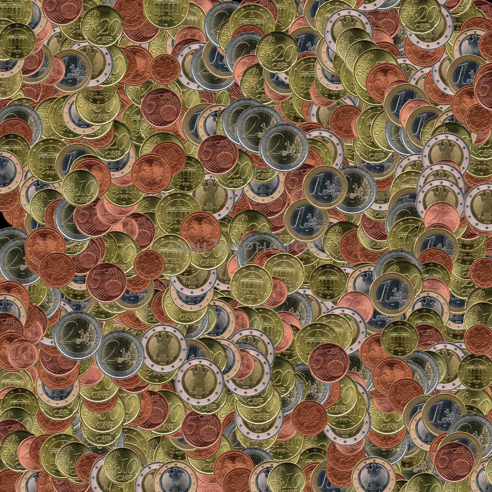 Collage of Euro coins money useful as a background