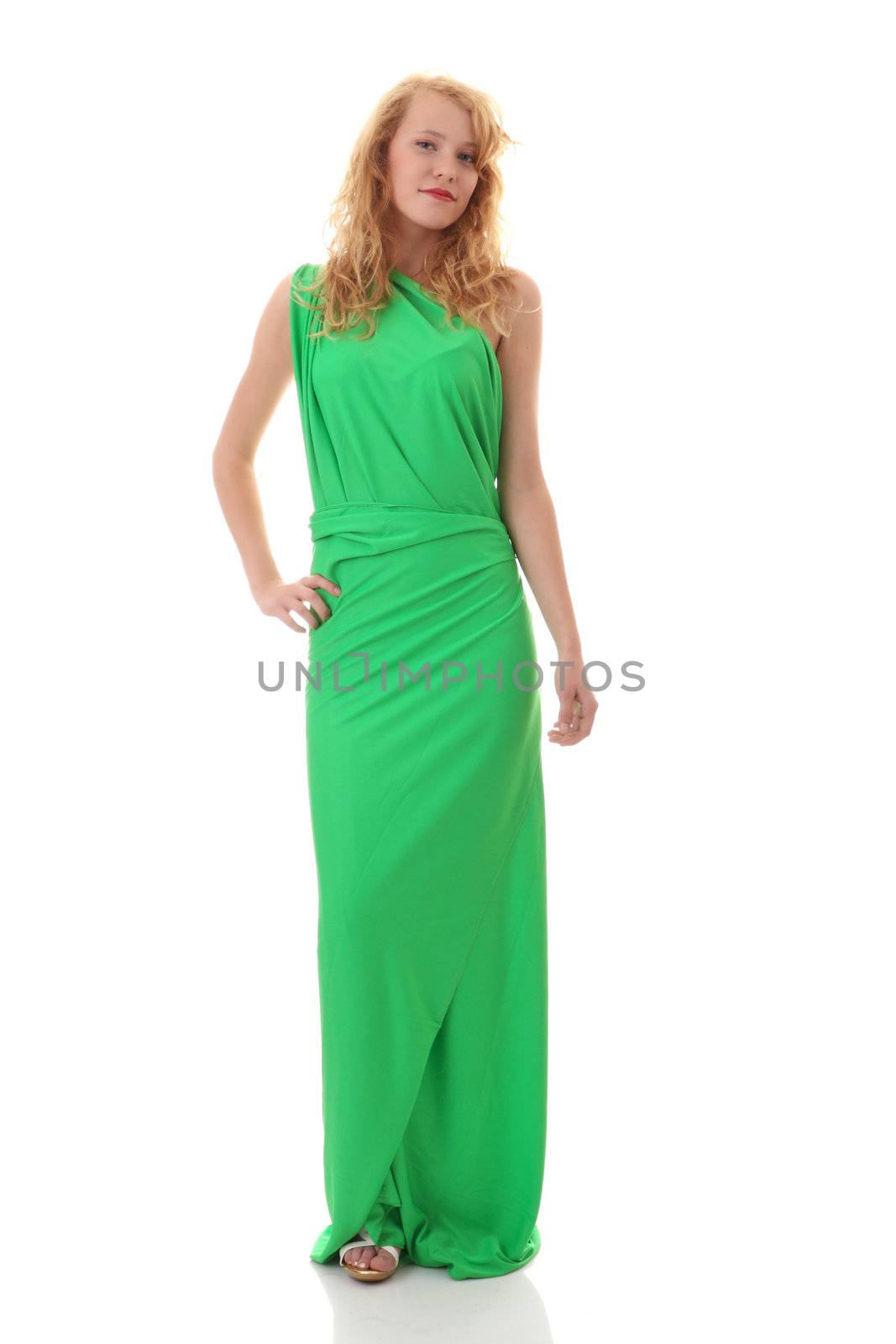 Young beautiful girl in green dress by BDS