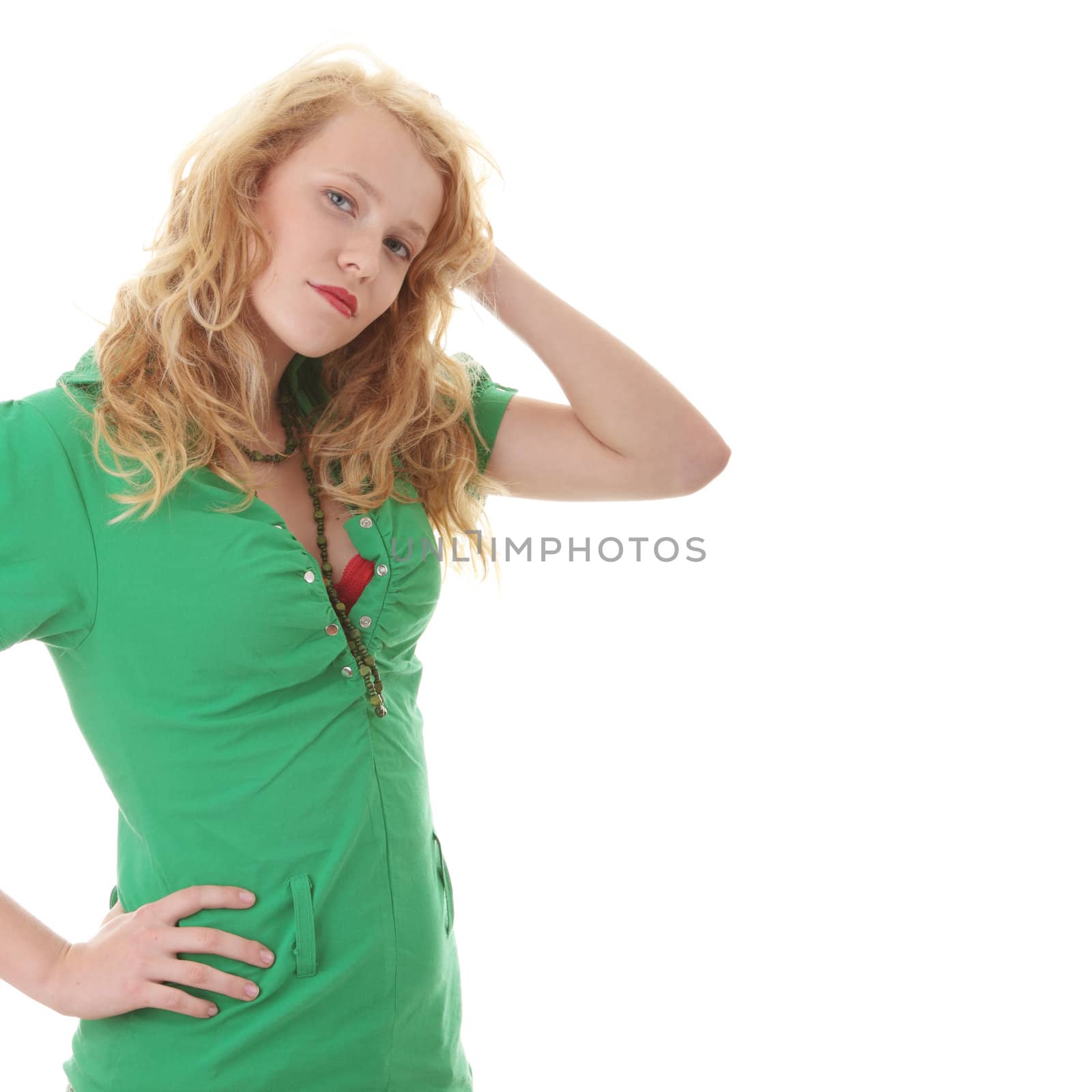 Portrait of a attractive young blonde isolated on white background