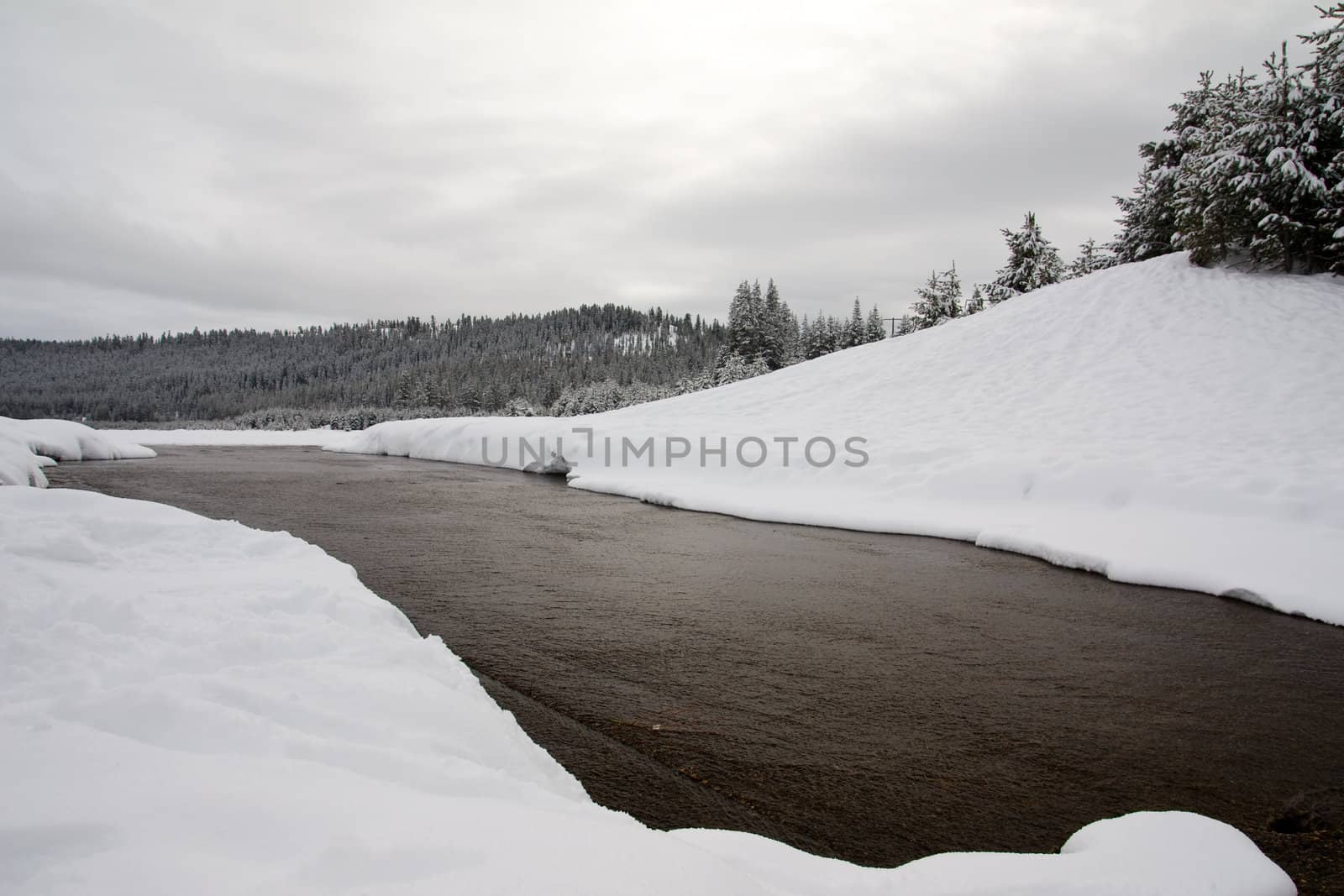 Snowy winter landscape at Lake Tahoe, California