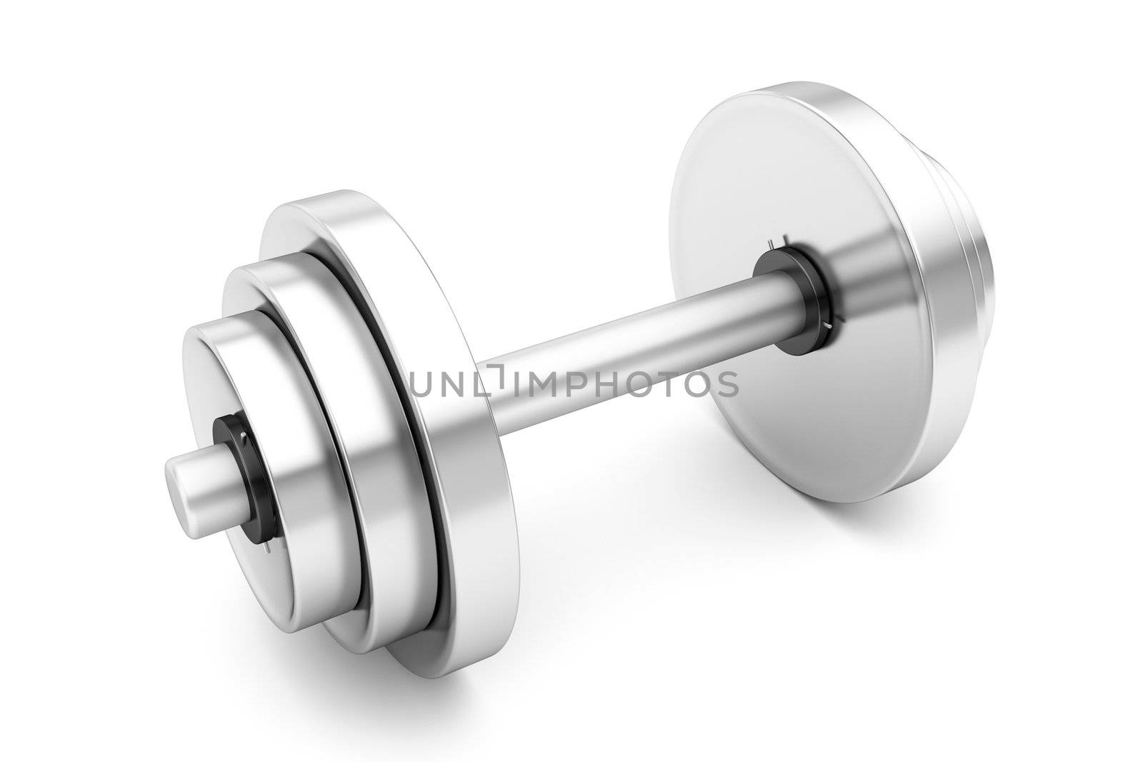 Dumbbell weights on white background