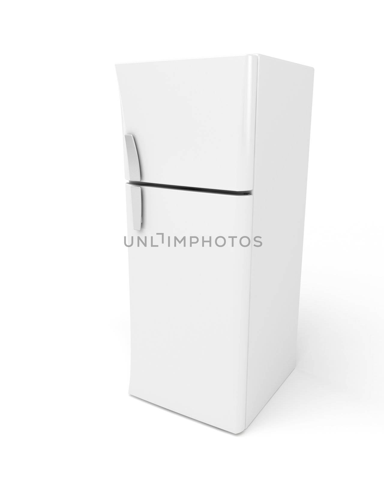 3d image of modern fridge on white background