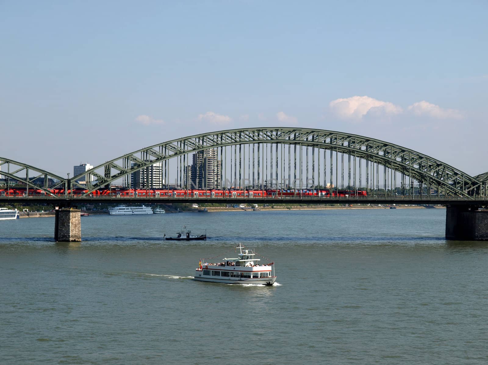 Koeln (Germany) panorama from river Rhine