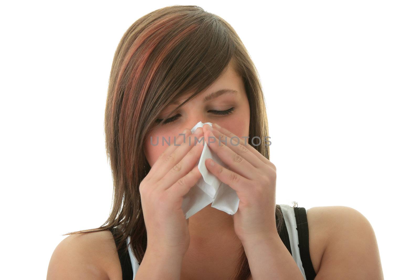 Young woman with allergy or cold by BDS