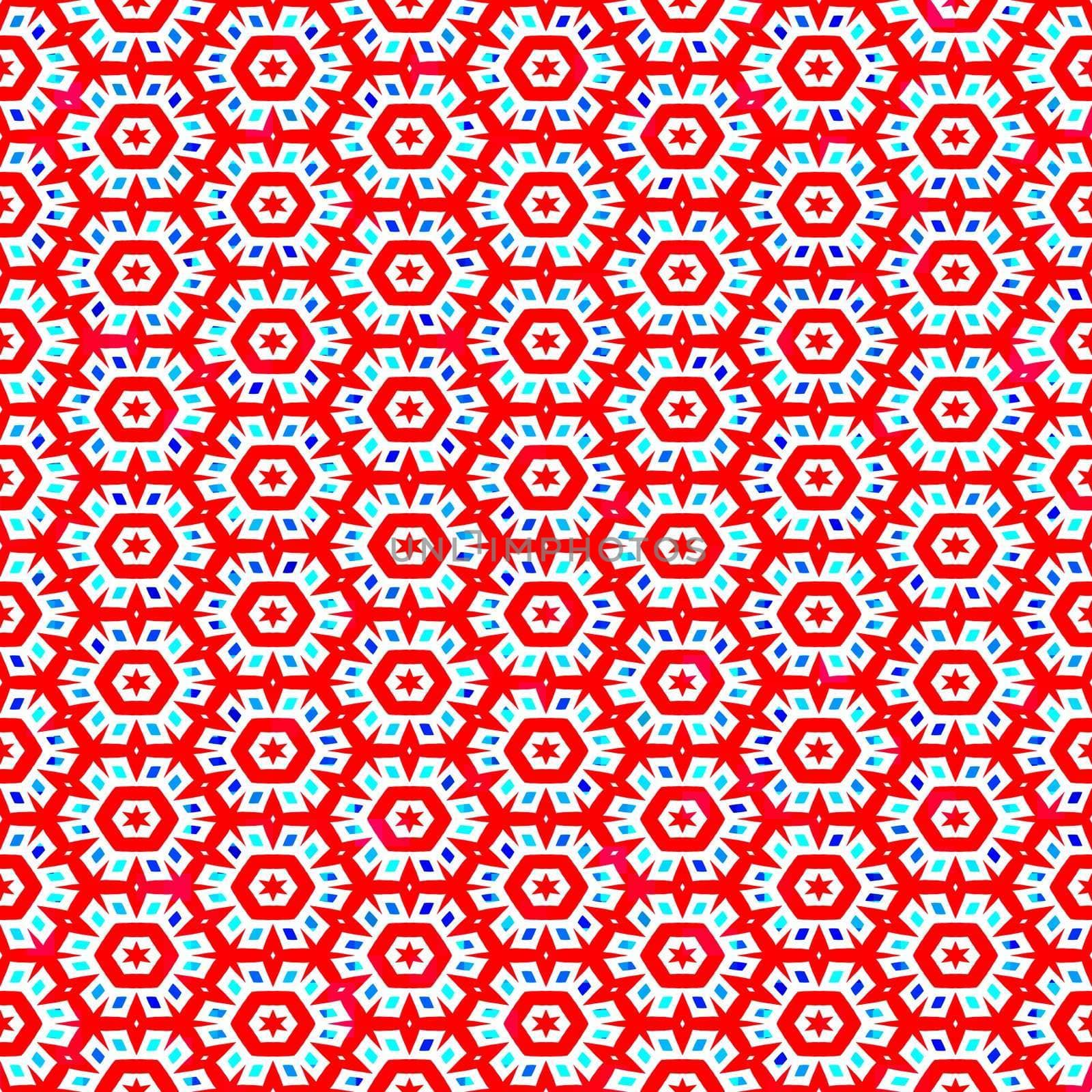 seamless texture of abstracted red snowflake like flowers