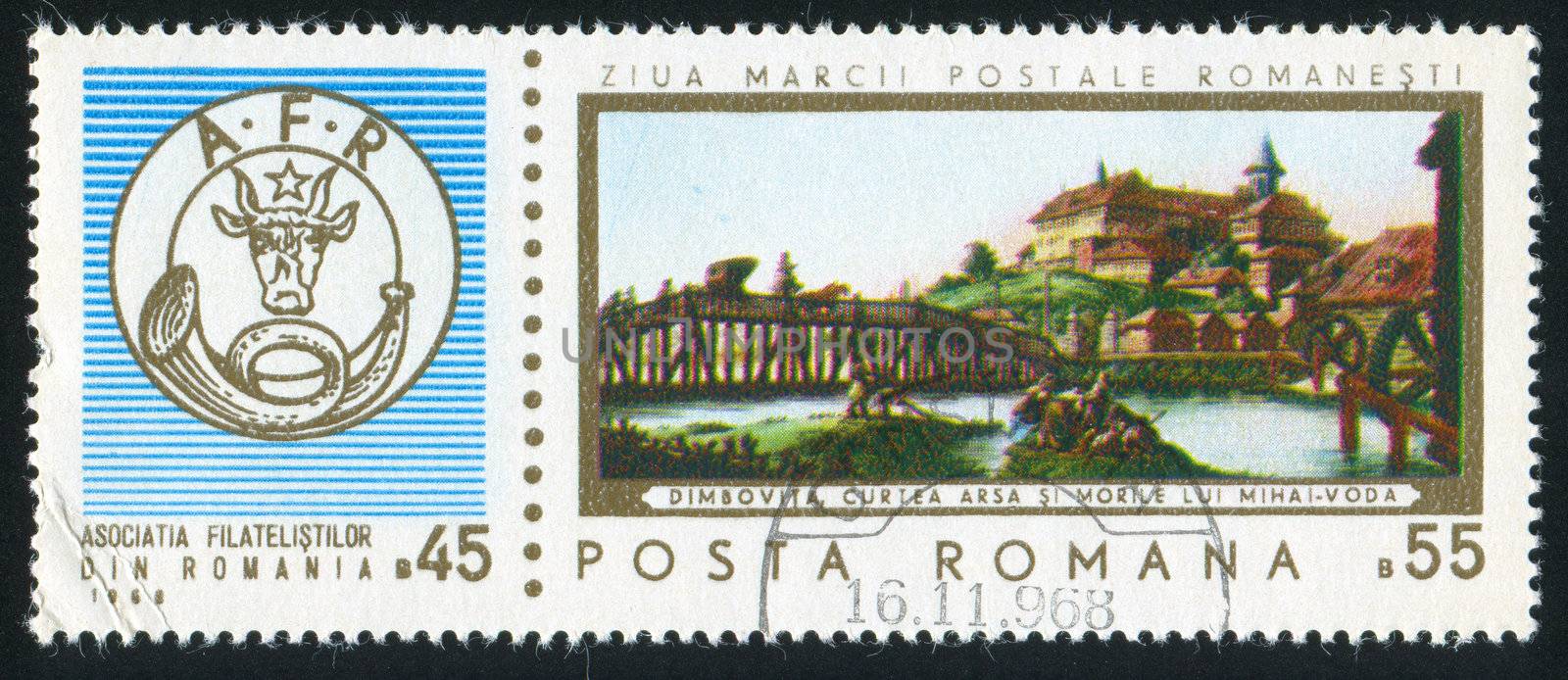 ROMANIA - CIRCA 1968: stamp printed by Romania, shows Old Bucharest, 18th Century, circa 1968