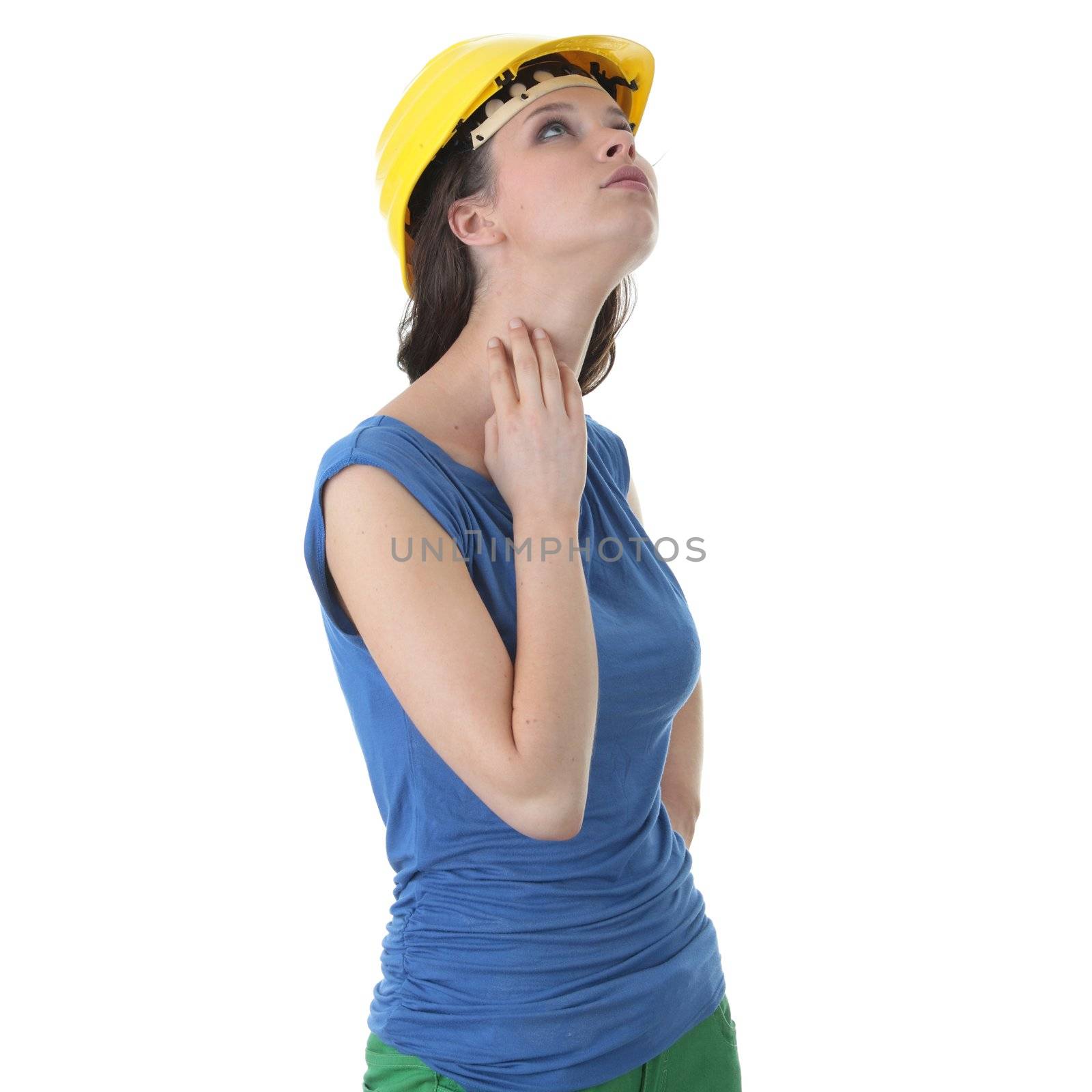 Sexy young woman construction worker contractor by BDS
