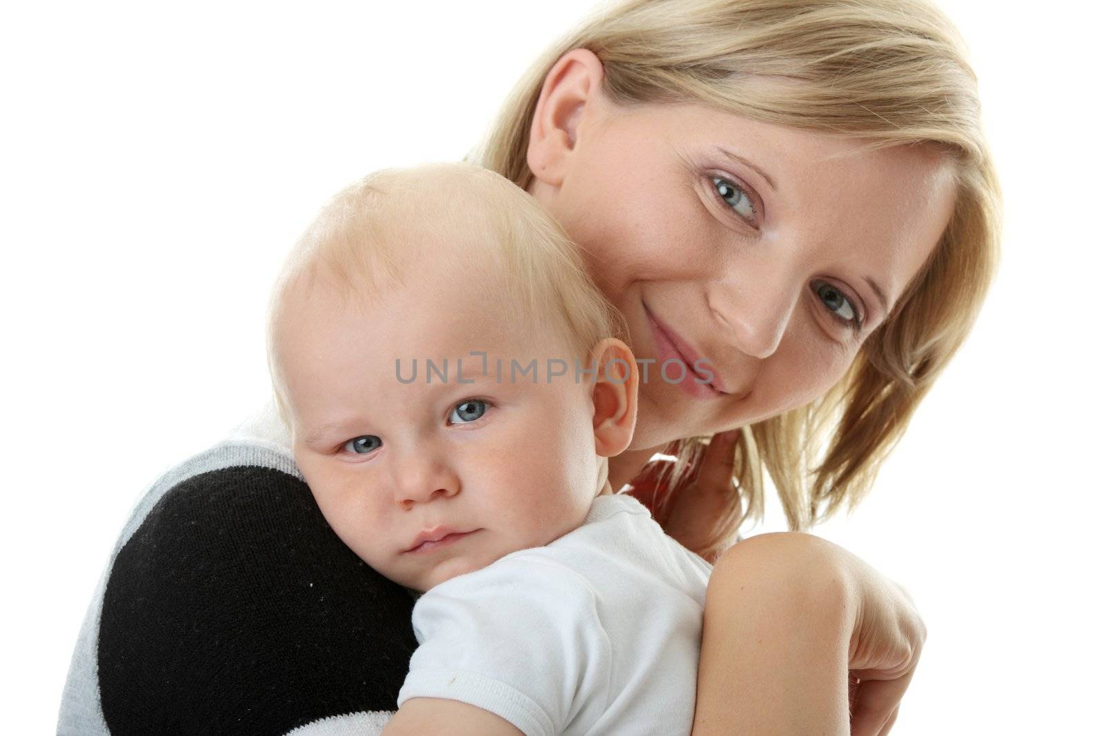 A mother and her tired cute baby boy by BDS