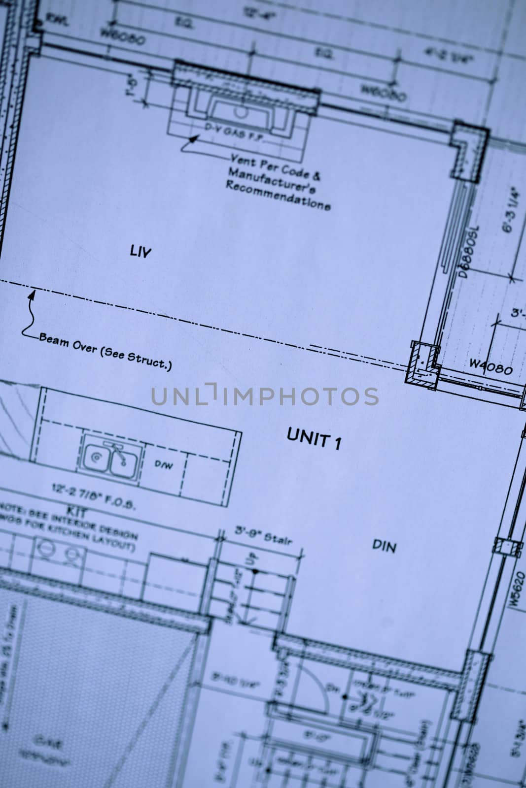 detail of a blue print of a house