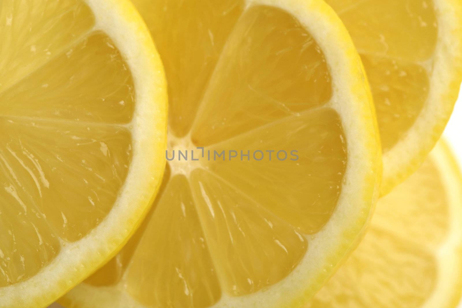 closeup of slices of fresh lemon