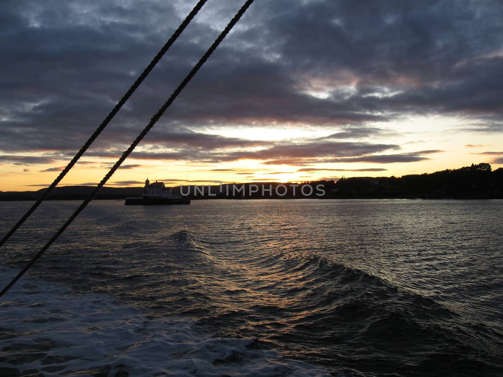 Sunset onborad ship by larshi