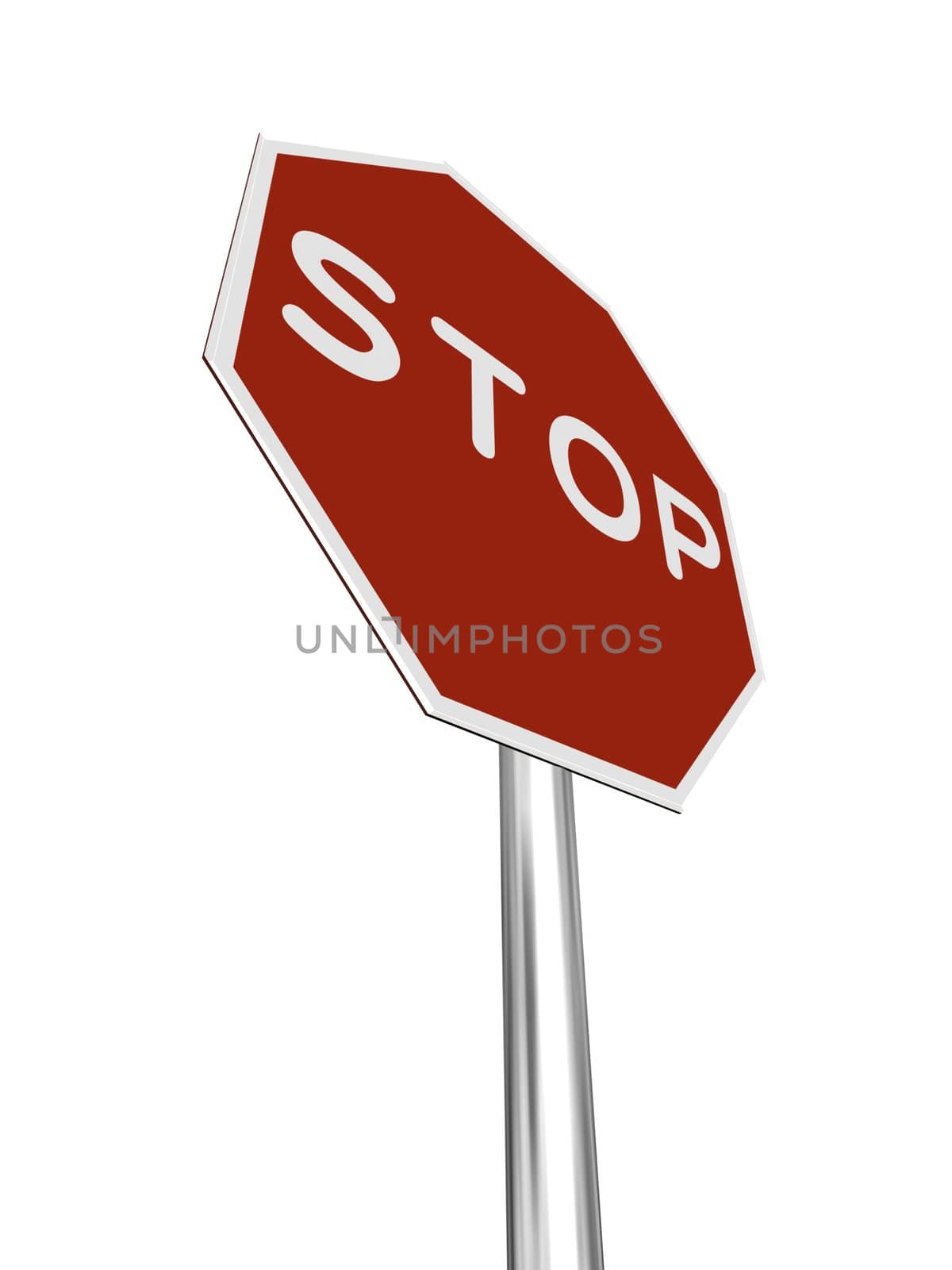 A red, traffic, STOP sign, made on a 3D rendering software.

(isolated on white)