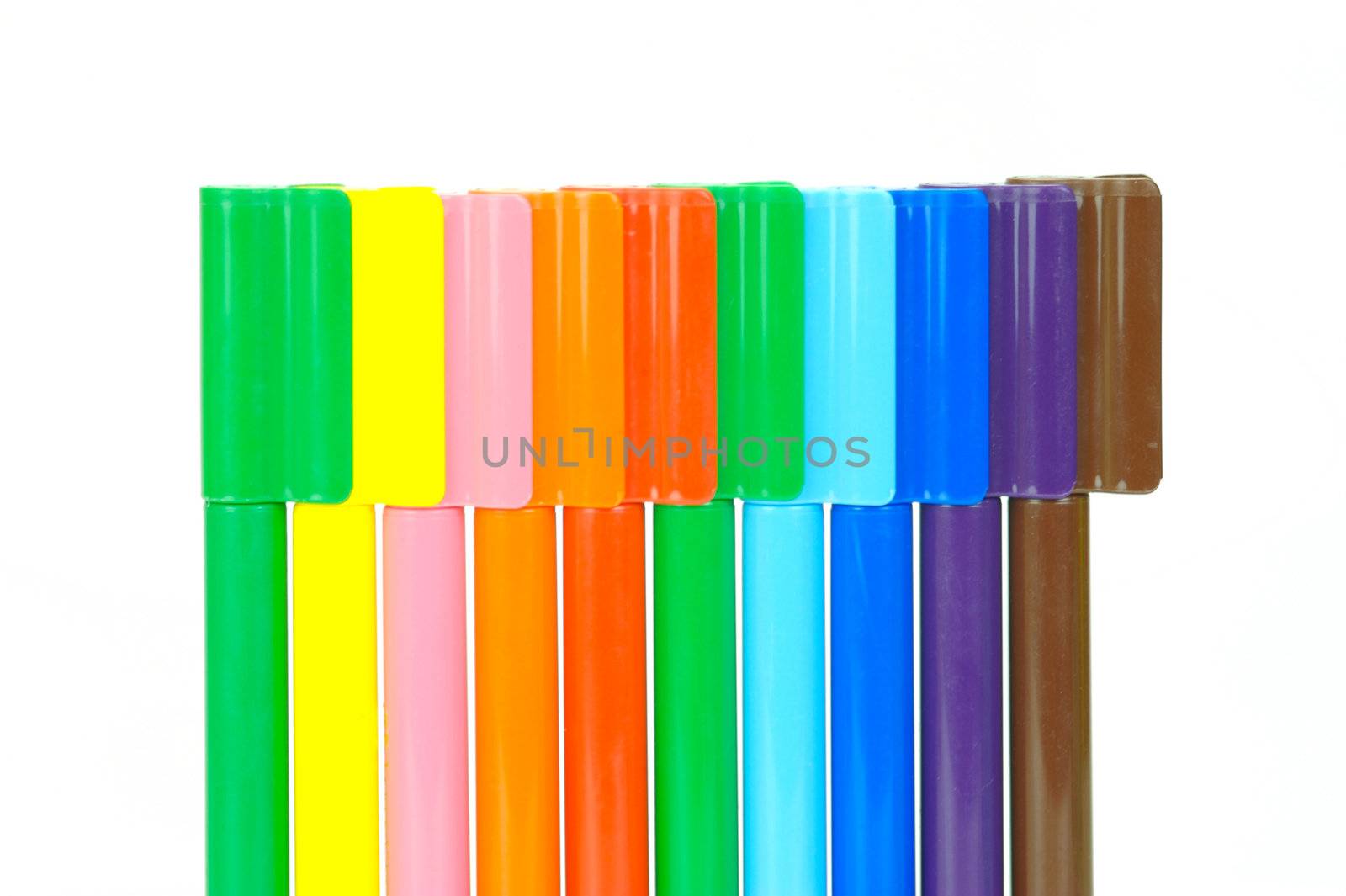 Marker pens isolated against a white background