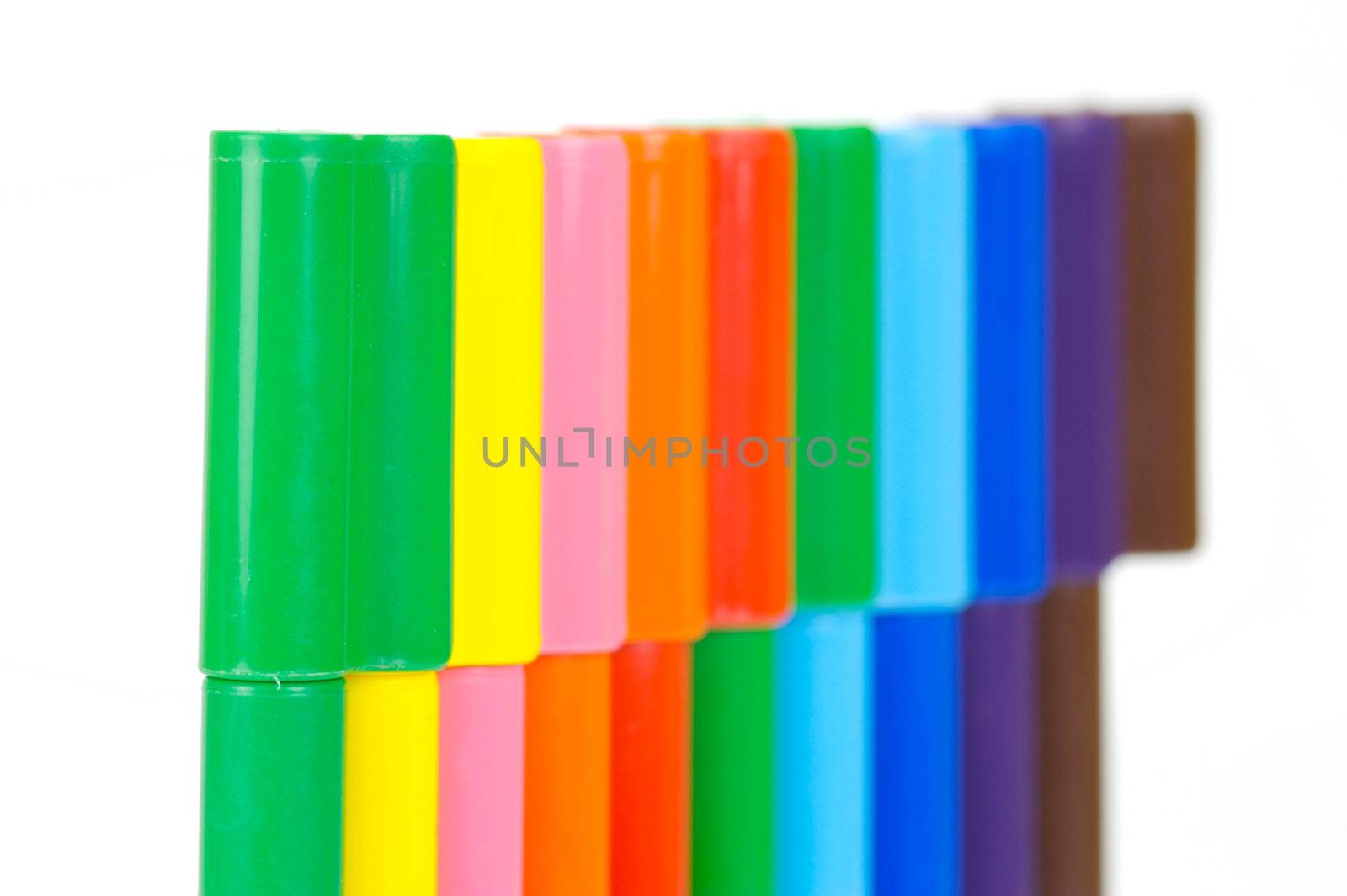 Marker pens isolated against a white background