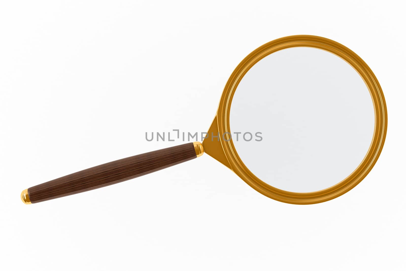Magnifier on white background. Isolated 3D image