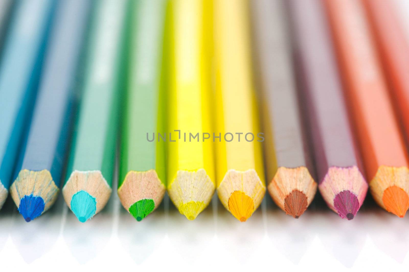 Colored Pencils isolated against a white background