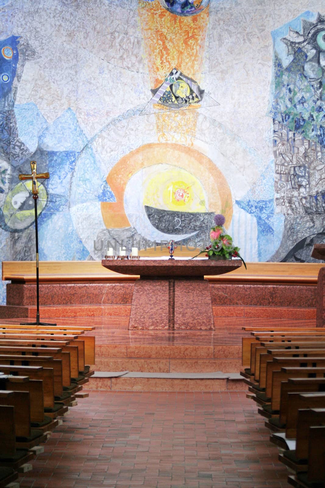 The Altar of a catholic Church with painting